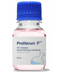 Bottle of Proliferum P serum substitute with blue cap on a white background